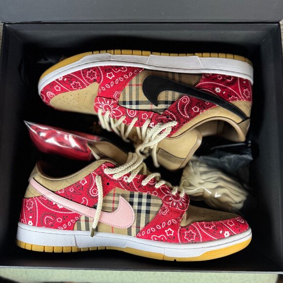 Shoe Surgeon Red Bandana Burberry Dunk SB - Picture 1 of 15